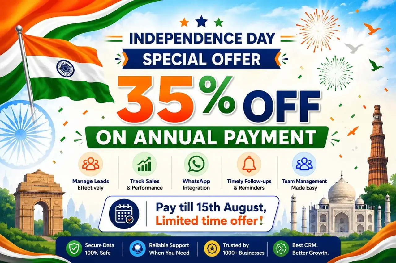 Independence Day Special Offer — 35% off on annual payment. Pay till 15th August. Limited time offer.
